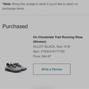 Women’s On Cloud Vista Trail Running Shoes size 10